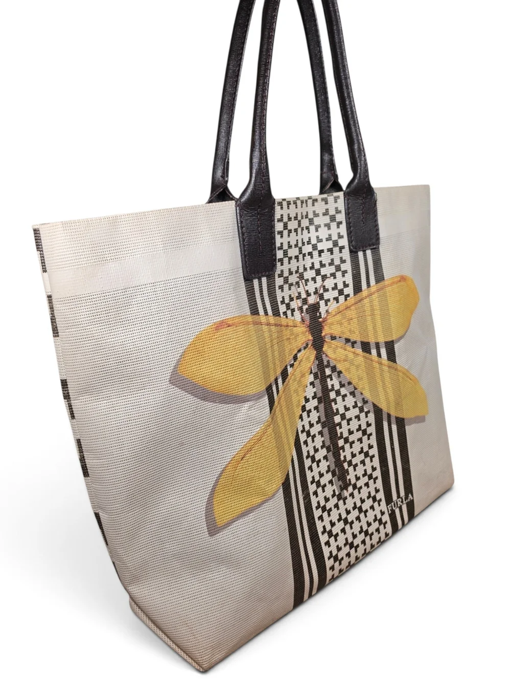 Vintage Furla Dragonfly Canvas Mesh Tote Bag Preloved Collector's RARE!